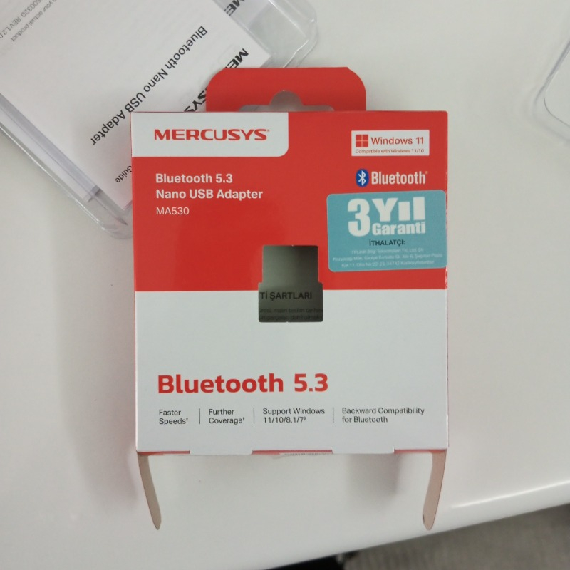 Mercusys MA530 | Bluetooth 5.3 Nano USB Adaptör | Kompakt Tasarım | Tak‑Çalıştır | Windows 7//8.1/10/11