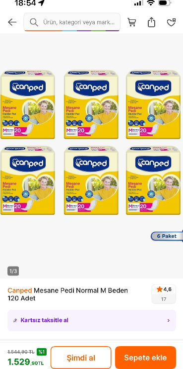 Canped Mesane Pedi Normal M Beden 120 Adet