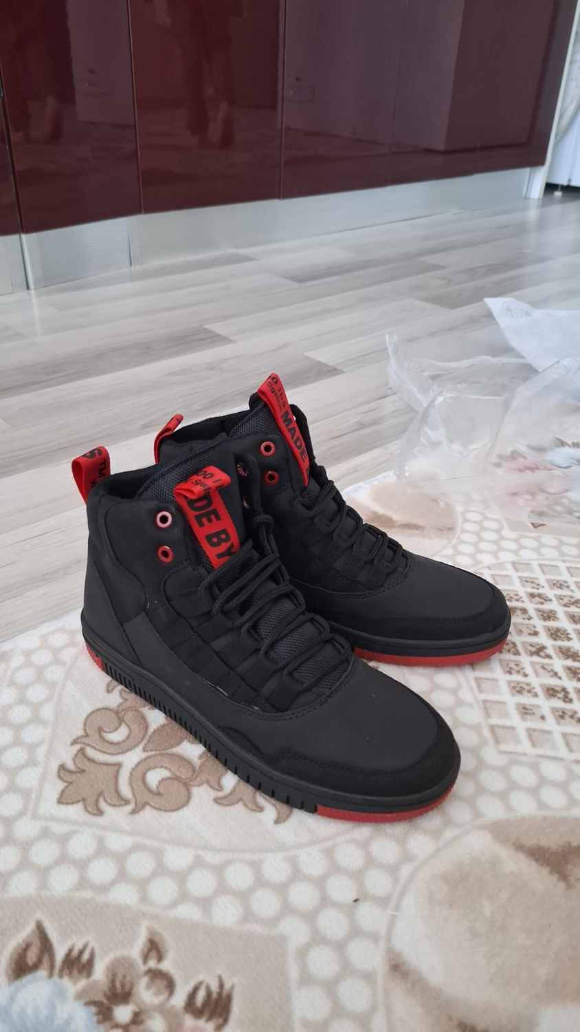 Riccon Siyah Kırmızı Erkek Sneaker Bot Düz Taban Suya Dayanıklı Malzeme