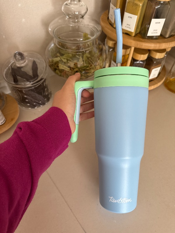 Tantitoni 020-01-MAVİ Pipetli Paslanmaz Çelik Termos Bardak 1.2l