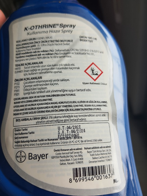 Bayer K-Othrine Al Böcek Ilacı 1 lt