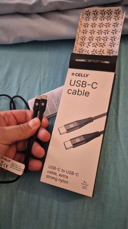 Celly Usb-C To Usb-C 60W Nylon Kablo Siyah