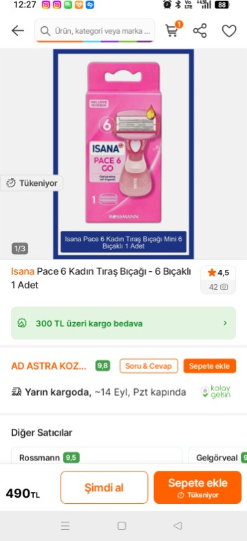 Isana Pace 6 Kadın Tıraş Bıçağı - 6 Bıçaklı 1 Adet