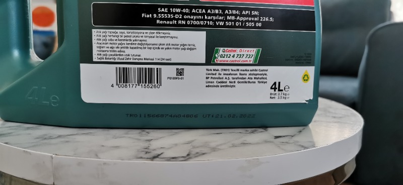 Castrol Magnatec 10W-40 A3/B4 4 Litre Motor Yağı Benzinli Araçlar ( Üretim Yılı: 2021)