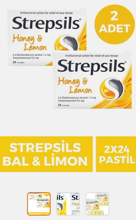 Strepsils Bal-Limon Aromalı 24 Pastil 2 Adet