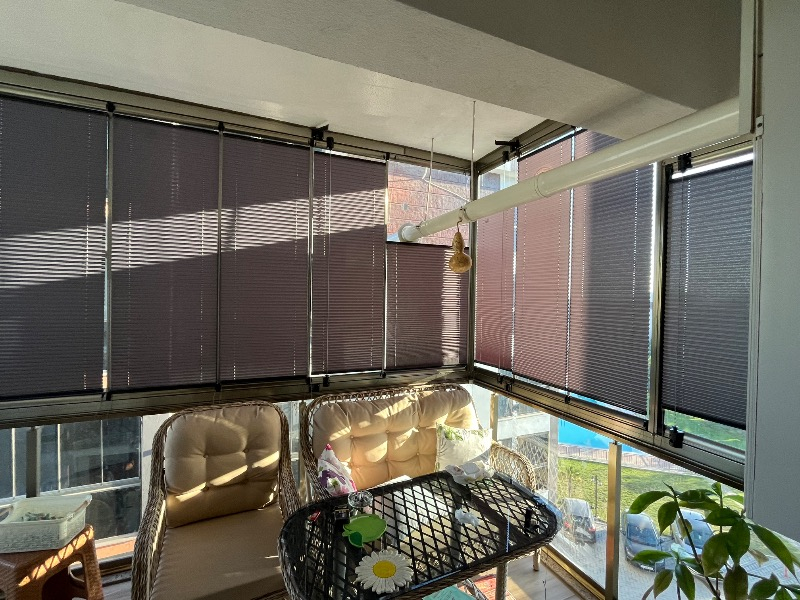Plised Home Katlanabilir Cam Balkon Plise Perde Antrasit
