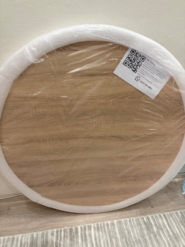 Alesta Life 90 Cm Çap - Ahşap Renk Katlanabilir Yer Sofrası Hamur Açma Tahtası Oyun Masası - 21 Cm Yükseklik