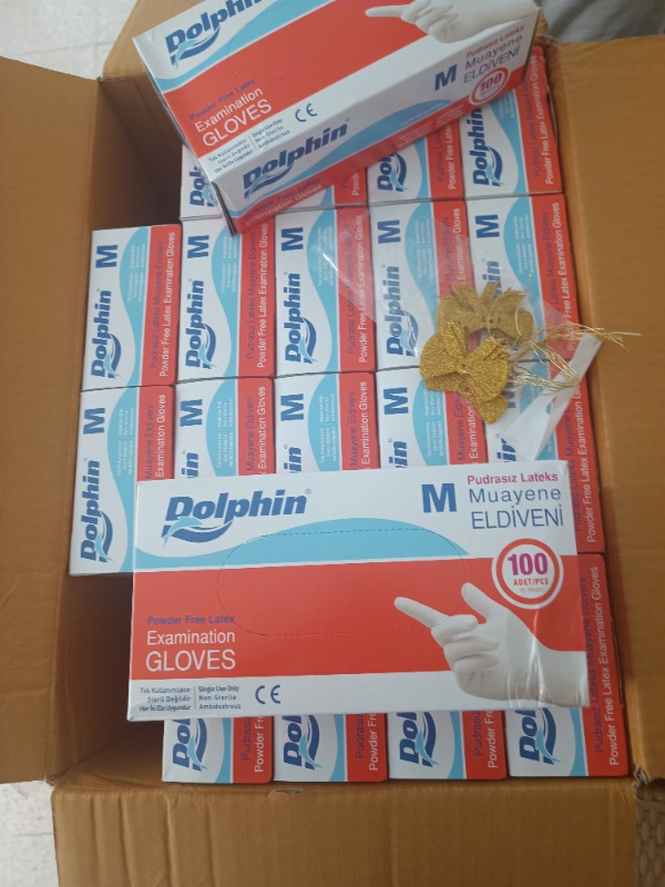 Dolphin Beyaz Lateks Eldiven Pudrasız (M) 20 Pk x 100 'lü (Koli)