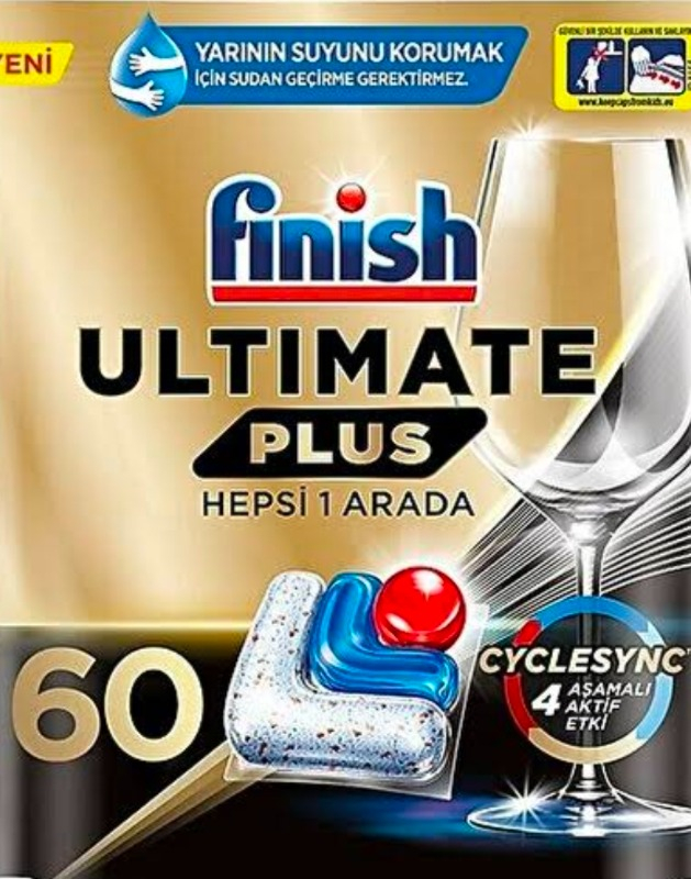 Finish Ultimate Plus 60 Kapsül  Bulaşık Makinesi Deterjanı Tableti (1 x 60 Kapsül)
