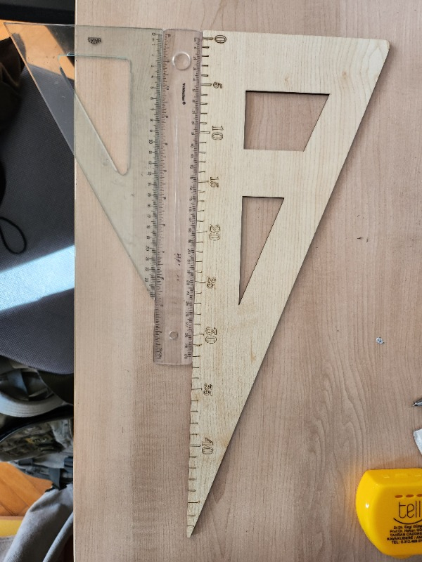 Tokia Terzi-Modelist-Tekstil 6 Parça Ahşap Cetvel Riga Gönye Takımı
