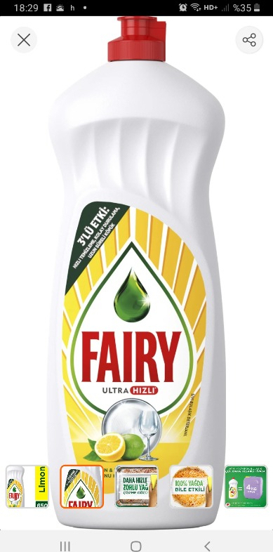 Fairy 650 ml Sıvı Bulaşık Deterjanı Limon