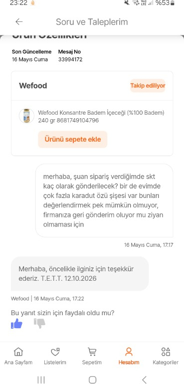 Wefood Konsantre Badem İçeceği (%100 Badem) 240 gr  8681749104796