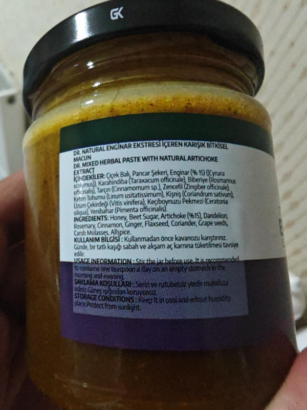 Dr. Natural Enginar Macunu Pekmez ve Bal Katkılı Bitkisel Karışımlı Macun 240 gr
