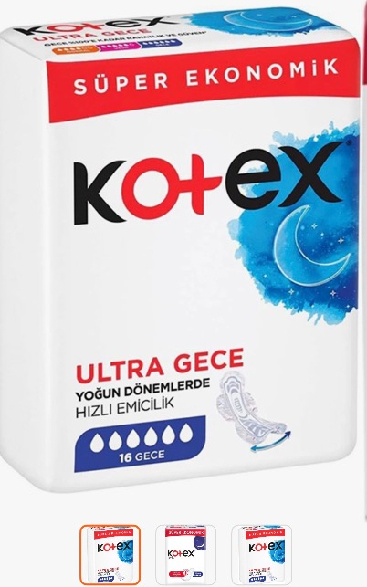 Kotex Ultra Gece Ped 16 Adet