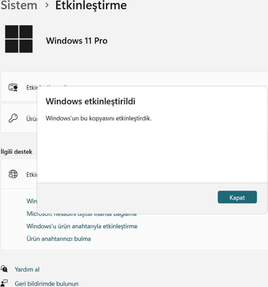 Microsoft Windows 11 Pro Key Dijital Lisans Anahtarı - 2025 Key