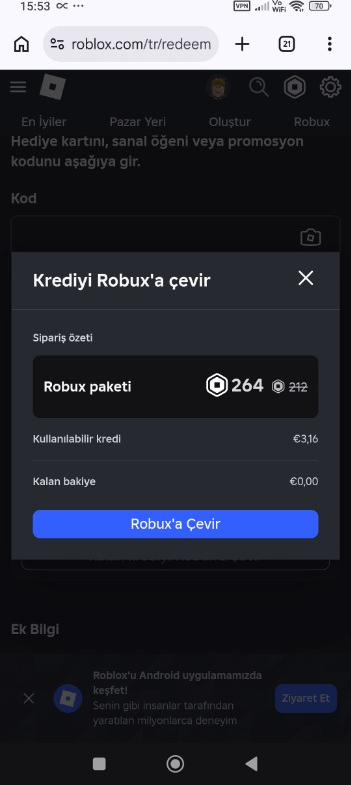 Roblox 400 Robux USD Dijital Oyun İçi Para Birimi PC Platformu İçin Hızlı Teslimat