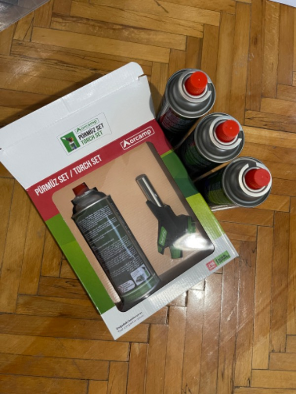 Orcamp Kamp Kartuş Tüp 227gr + Çakmaklı Pürmüz Set 4'lü Set Orgaz - Kts227 + Cx-500