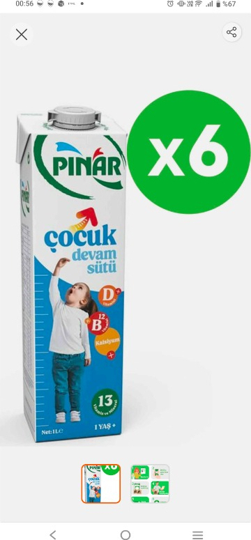 Pınar Çocuk Devam Sütü 1 L x 12 Adet