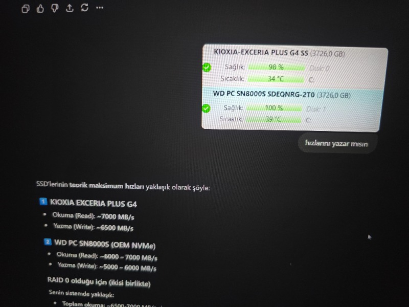 Kioxia Pcıe M2 2tb Exceria Plus Gen5 SSD 10.000/8.200