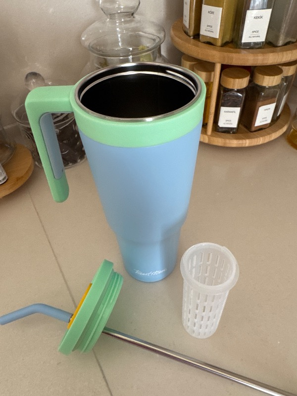 Tantitoni 020-01-MAVİ Pipetli Paslanmaz Çelik Termos Bardak 1.2l