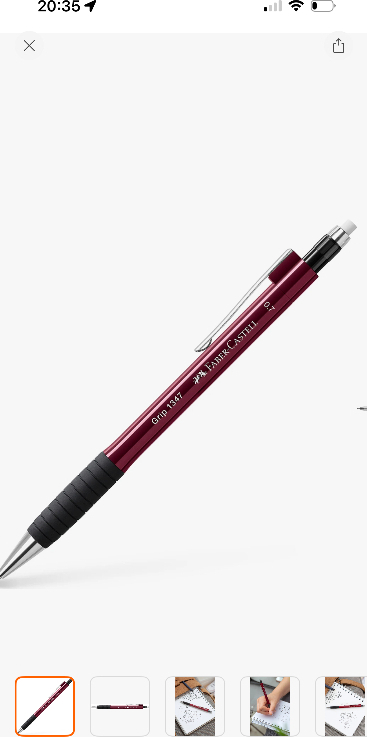 Faber-Castell Grip 1347 Versatil Kalem, 0.7 mm, Bordo, Ergonomik Tutuş, Yaylı Uç, Uzun Silgi, Modern Tasarım