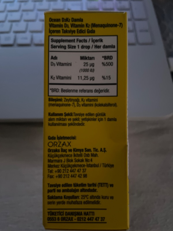 Orzax Ocean D3 K2 Damla 20 ml