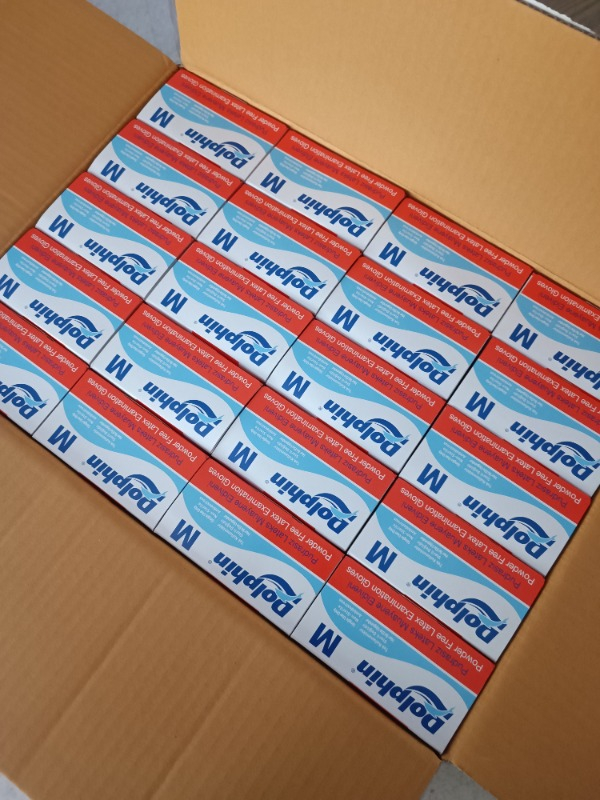 Dolphin Beyaz Lateks Eldiven Pudrasız (M) 20 Pk x 100 'lü (Koli)
