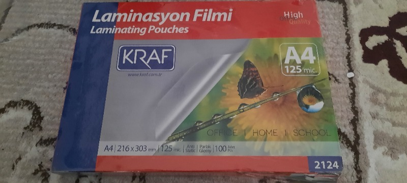 Kraf Laminasyon Filmi Parlak A4 125Mic 100'lü (2124)