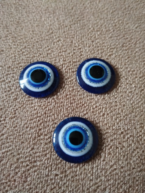İğne İzi Simli Nazar Boncuğu 20 mm (50 Adet )