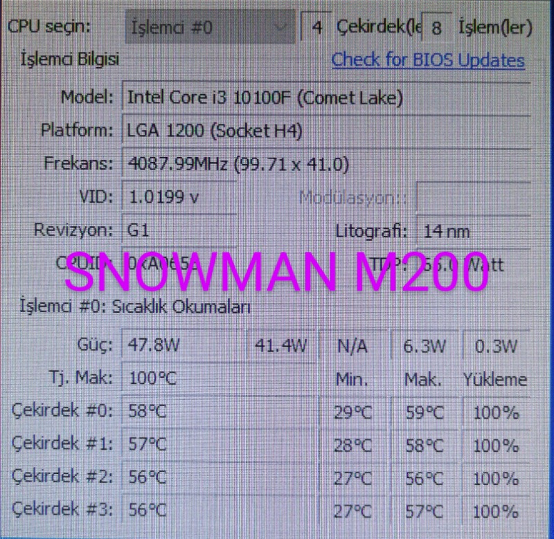 Snowman M200 Combo Intel/AMD 9cm Led CPU Fan
