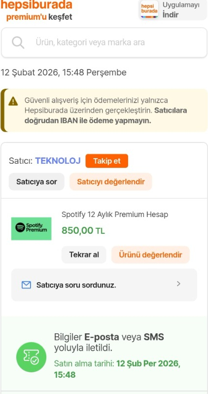 Spotify 12 Aylık Premium Hesap
