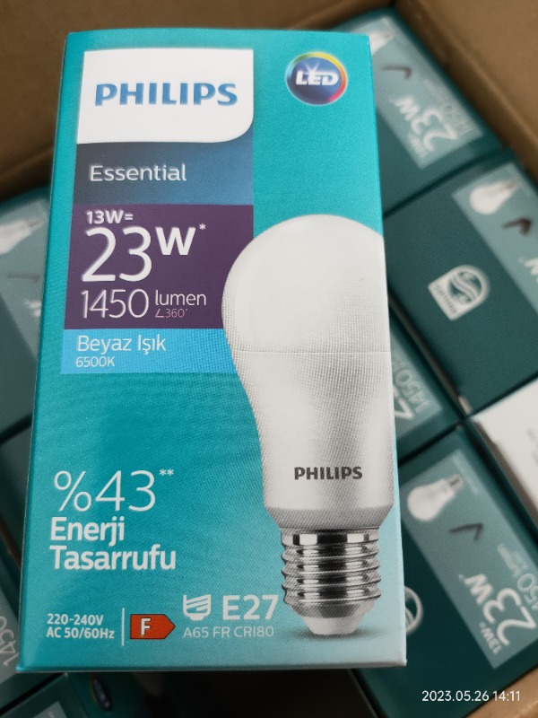 Philips Essential LED Lamba 13W - 100W E27 Duy 6500K Beyaz Işık( 6 Lı Paket)