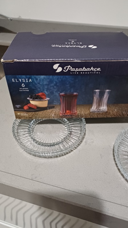 Paşabahçe Elysia Çay Bardağı ve Riva Çay Tabağı Seti 12 Parça