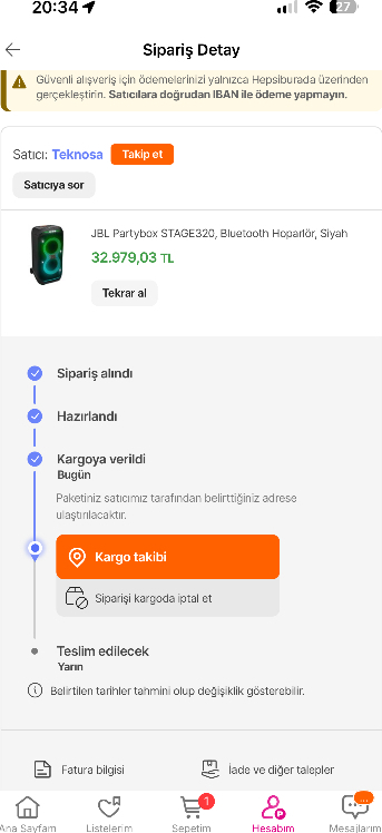 JBL Partybox STAGE320, Bluetooth Hoparlör, Siyah