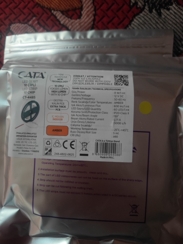 CT-4485 10Ç İÇ MEKAN AMBER LED ŞERİT(5 MT) CATA