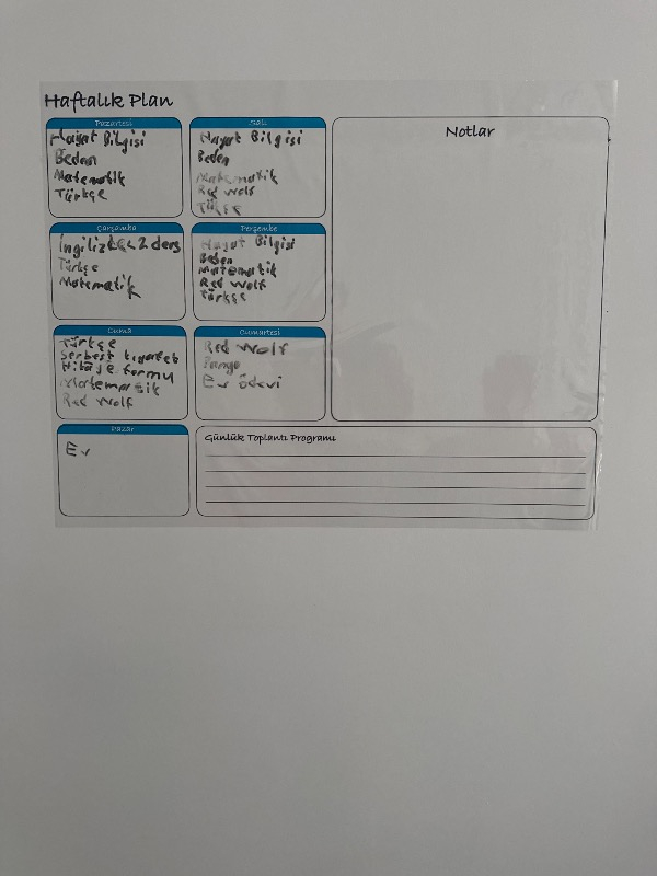 Buffer Haftalık Planlayıcı Manyetik Duvar Stickerı Takvim 100 cm x 60 cm
