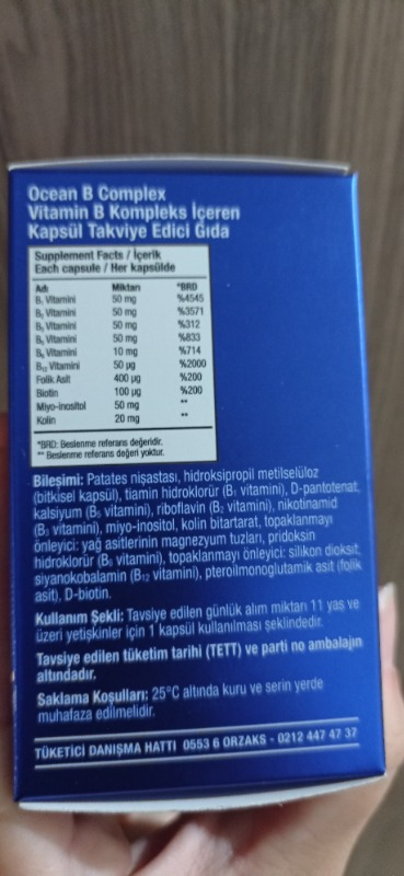 Orzax Ocean B Complex 50 Kapsül Takviye Edici Gıda